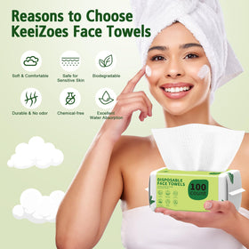 KeeiZoes facial towel removing waterproof makeup demonstrating effective cleansing