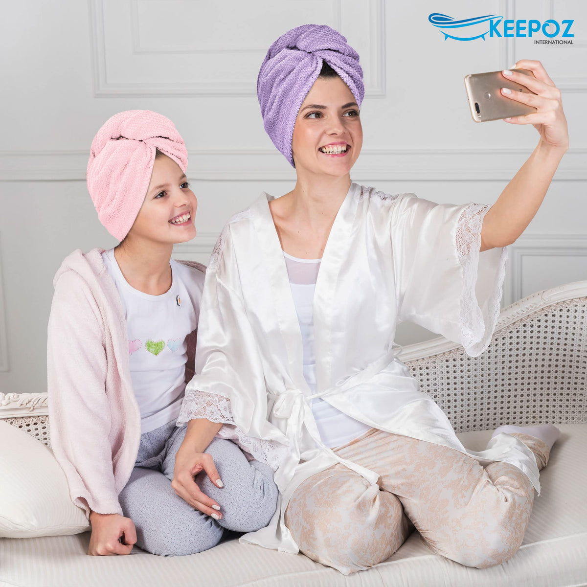 KEEPOZ turban beside ruler showing 10 by 26 inch size for scale and fit