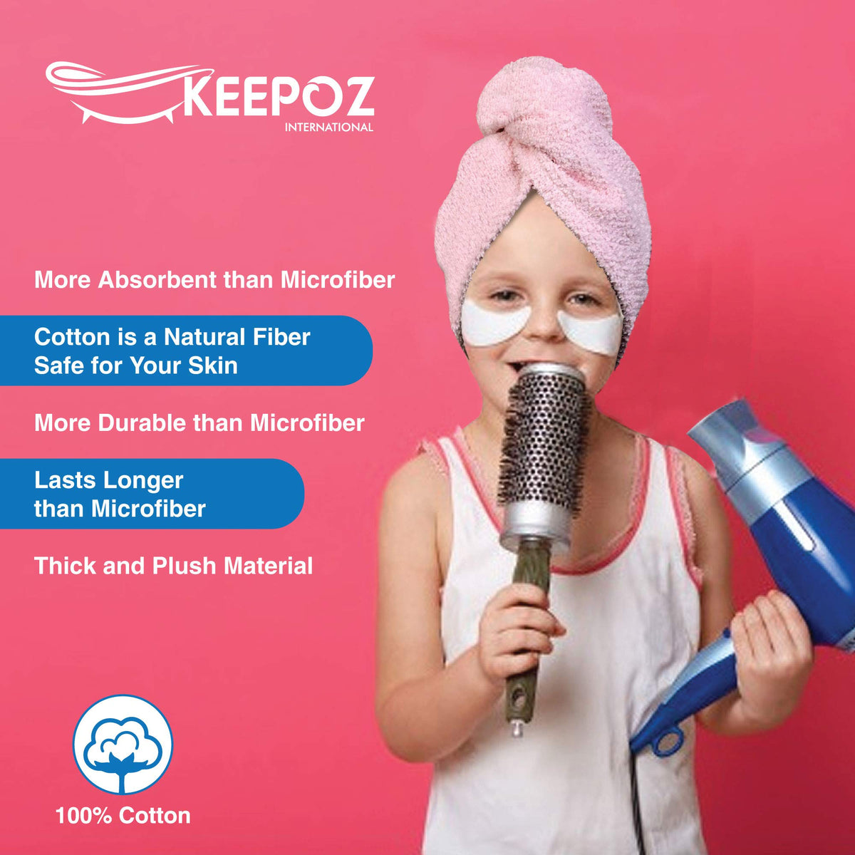 KEEPOZ two folded turbans in a travel bag showing compact, portable design