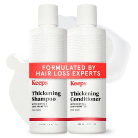 Keeps duo front packaging showing bottles and benefit of fuller-looking hair