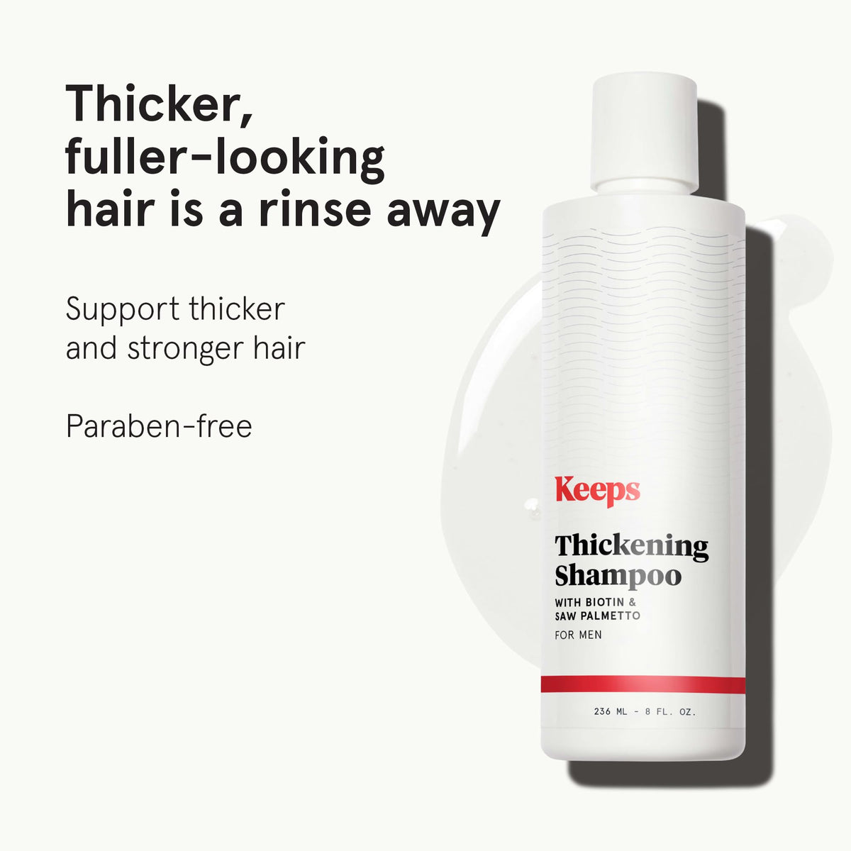 Keeps label close-up highlighting biotin, caffeine, green tea ingredients