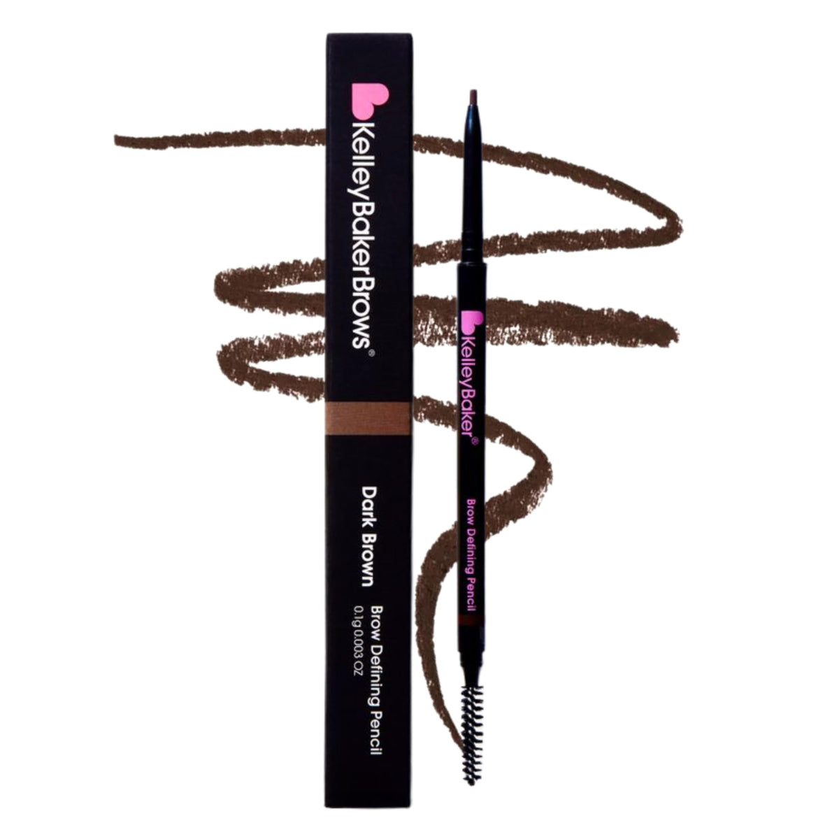 Kelley Baker brow pencil front view showing slim design and shade