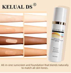 KELUAL DS close-up of tinted texture displaying lightweight hydrating finish