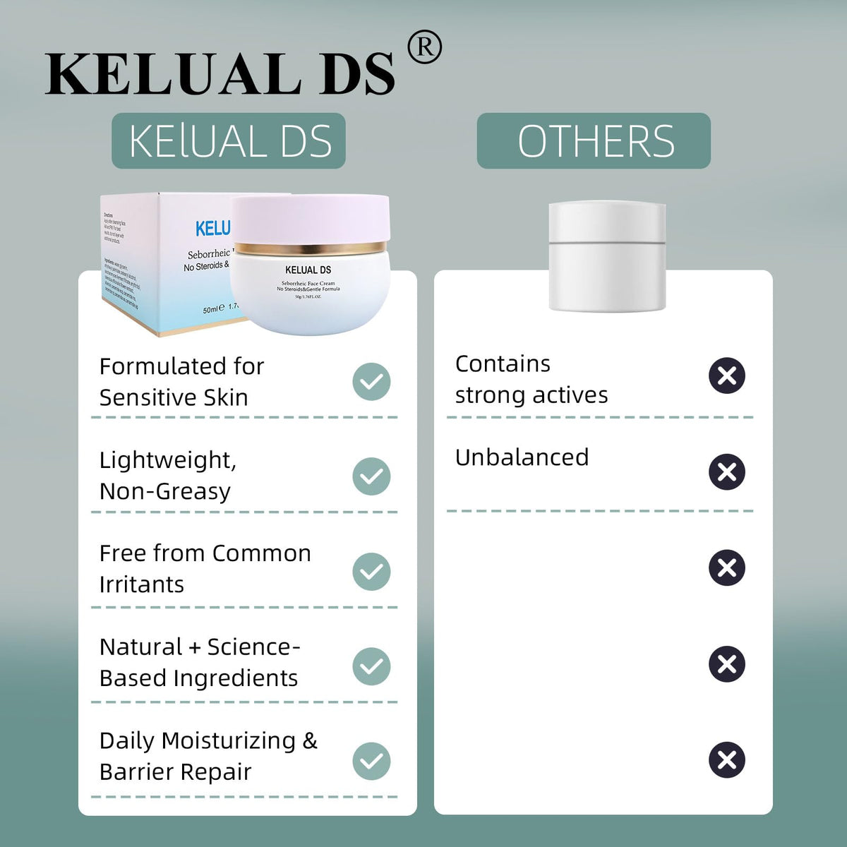 KELUAL DS size comparison in hand showing 1.76 fl oz portability benefit