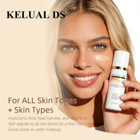 KELUAL DS size comparison in hand showing compact 50ml tube