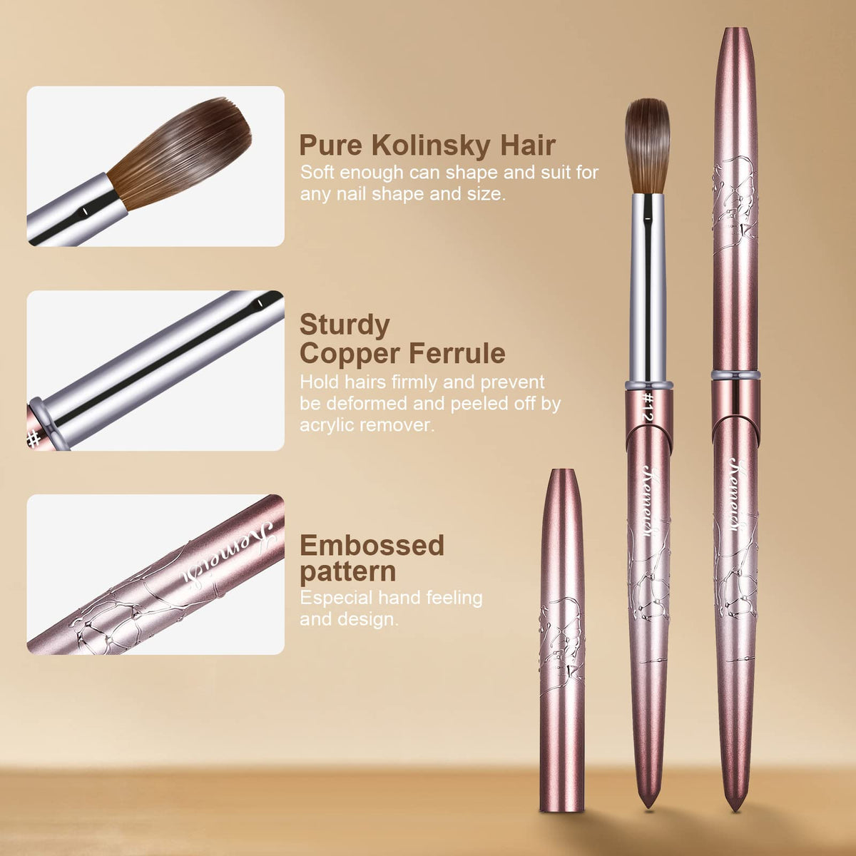 KEMEISI bristle closeup highlighting 100% Kolinsky absorption benefit