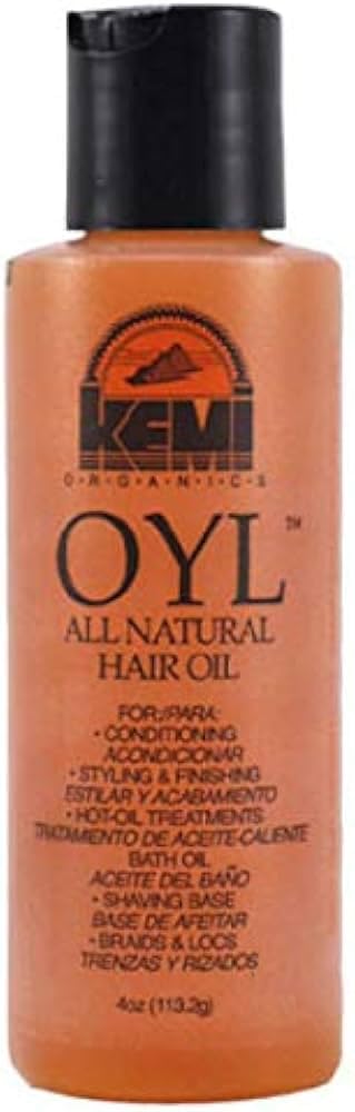 Kemi OYL front packaging showing bottle and 4 oz label, adds shine