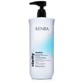 Kenra bottle front view showing clarifying shampoo and brightening benefit