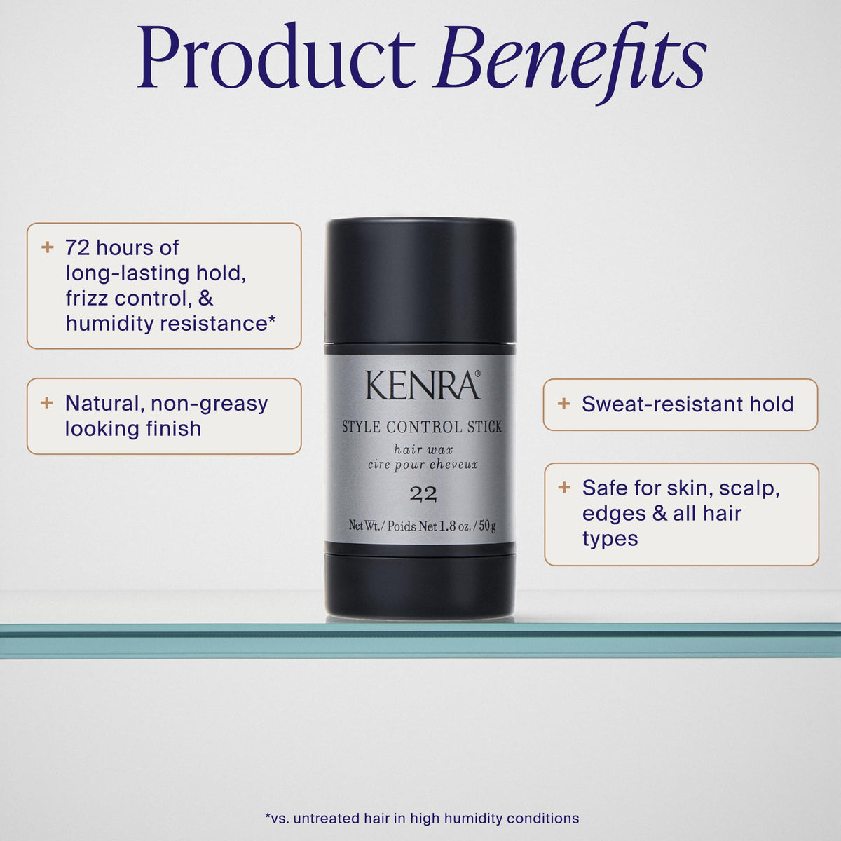 Kenra control stick twisted up with visible wax tip for precise styling