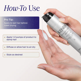 Kenra tube beside ruler illustrating 3.4 fl oz size for travel and shelf storage