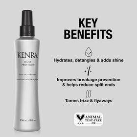 Kenra daily provision before and after image reducing frizz and flyaways