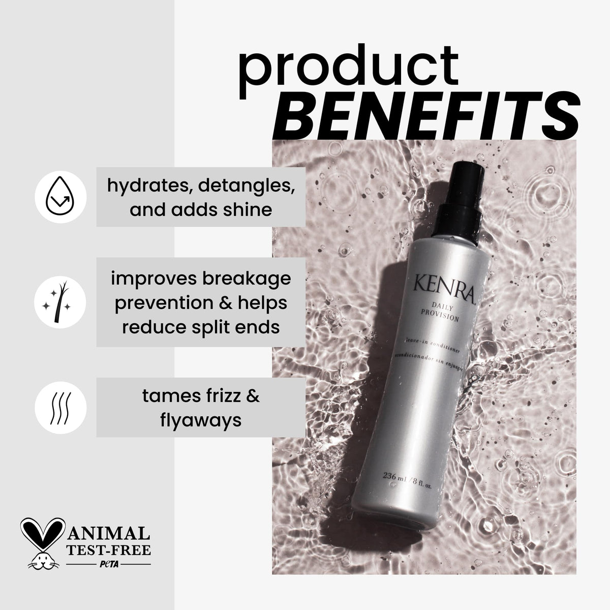 Kenra daily provision label detail highlighting protection features