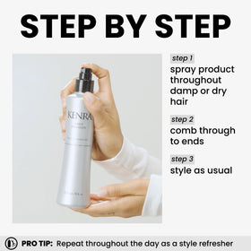 Kenra daily provision light texture mist close-up showing non-greasy finish
