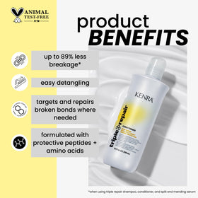 Kenra close-up label highlighting peptides and amino acids