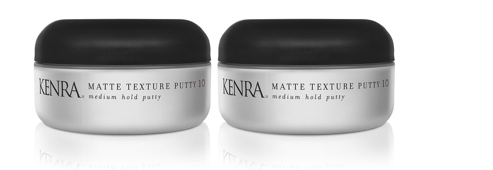 Kenra matte texture putty front packaging showing two jars and product name benefit travel-ready