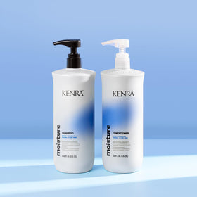 Kenra Moisture conditioner applied to wet hair showing effortless detangling in shower