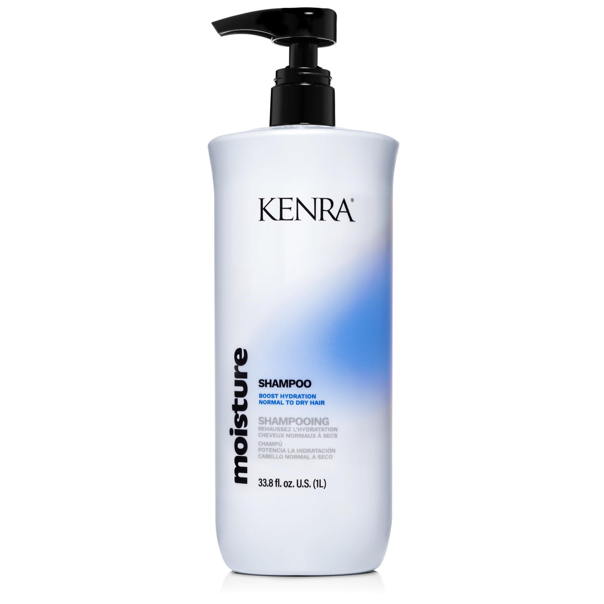 Kenra moisture shampoo front packaging shows bottle and benefits