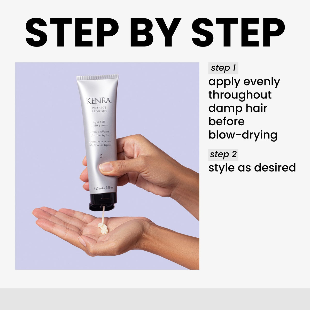 Kenra being applied to damp hair before blow-drying for heat protection
