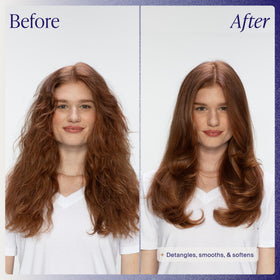 Kenra before and after blow-dry comparison showing reduced frizz benefit