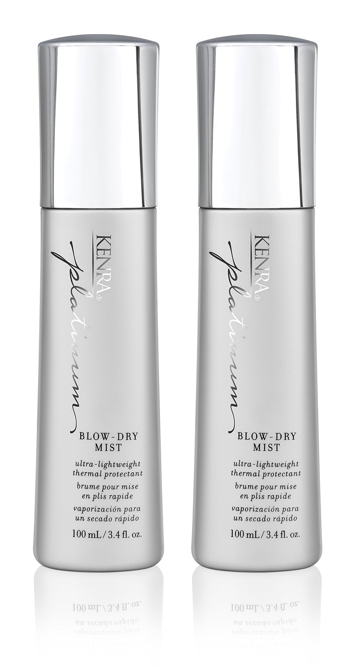 kenra front pair showing two bottles and packaging benefit fast drying