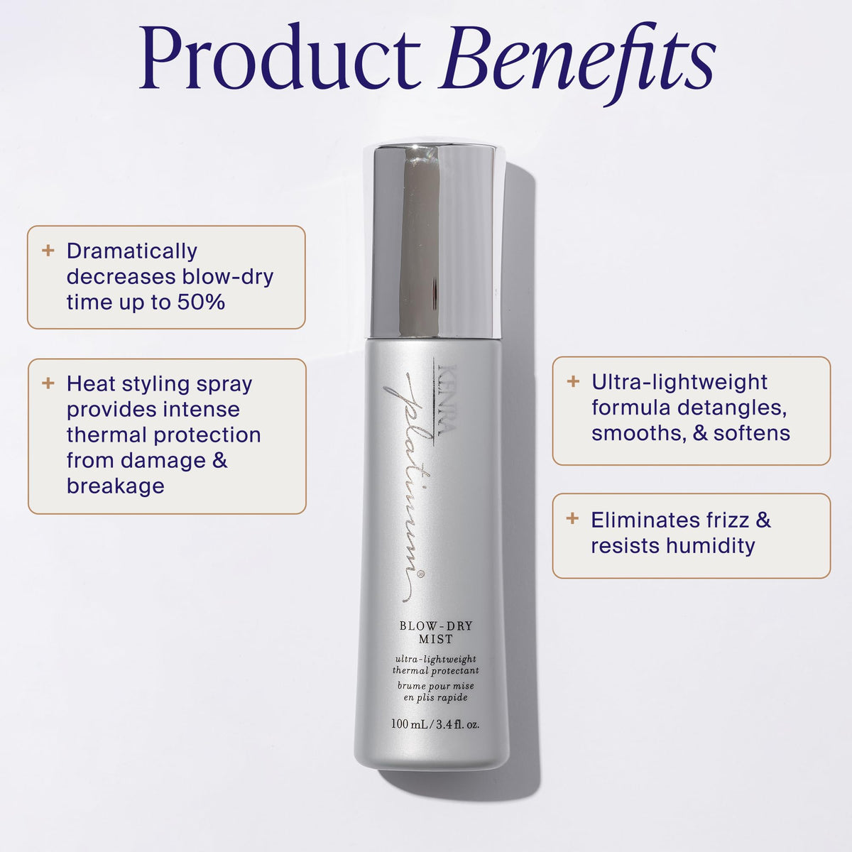 Kenra mist spraying onto damp hair for quick, even application and faster drying