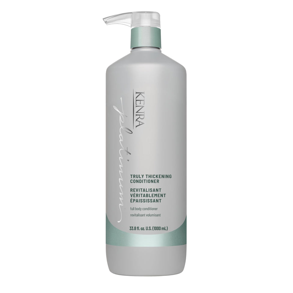 Kenra Platinum front bottle showing product and volume benefit