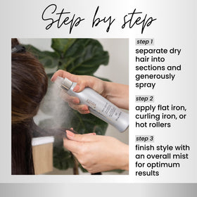 Kenra product used with flat iron demonstrating clean tool release