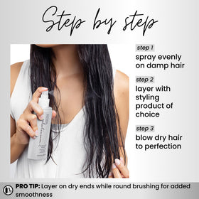 Kenra product applied to damp hair showing smooth texture benefit