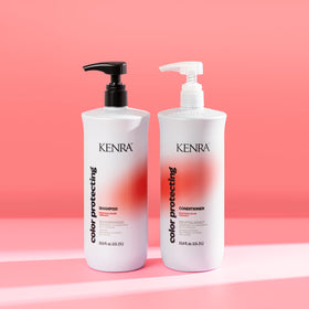 Kenra shampoo staged in bathroom showing routine use and salon-quality care