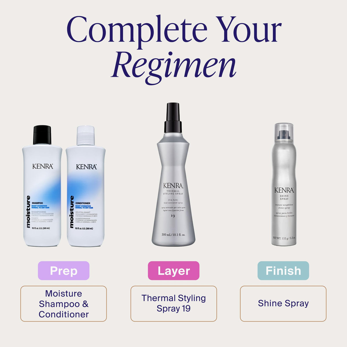 Kenra product on salon counter in lifestyle scene highlighting professional results