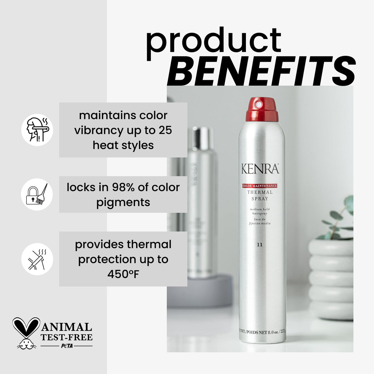 Kenra nozzle and bottle detail displaying easy application and precise control