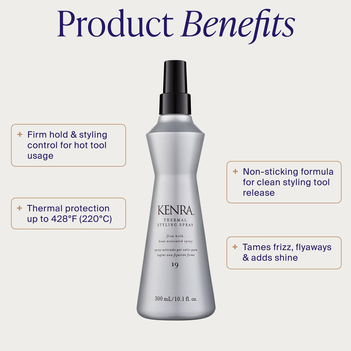 Kenra spray nozzle detail demonstrating easy application and controlled mist