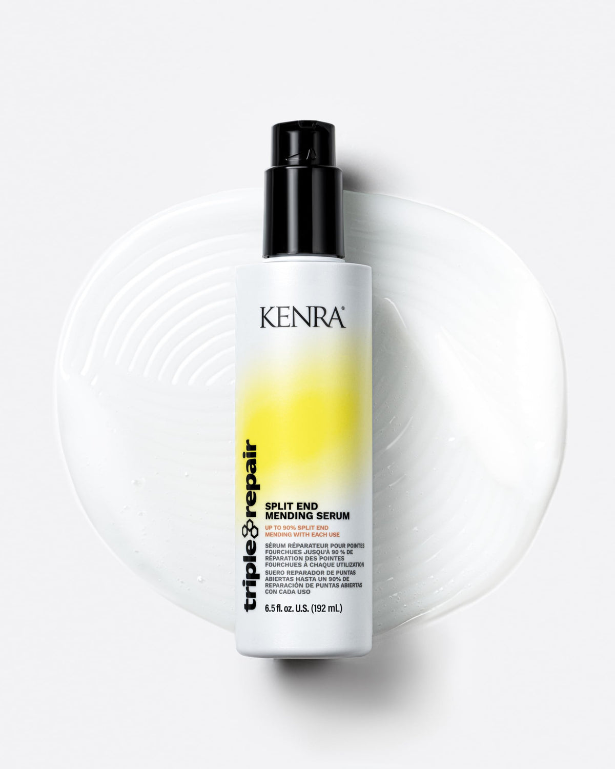 Kenra before and after split end close-up showing visibly sealed ends