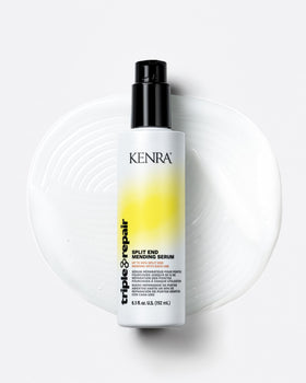 Kenra before and after split end close-up showing visibly sealed ends