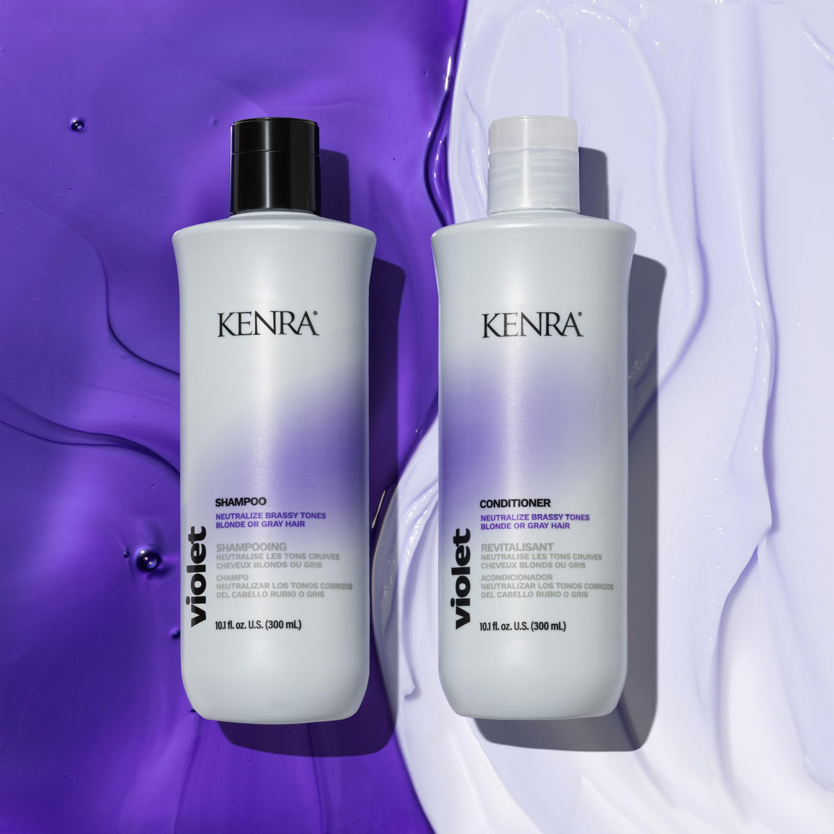 Kenra bottle label detail highlighting violet pigment and product benefits