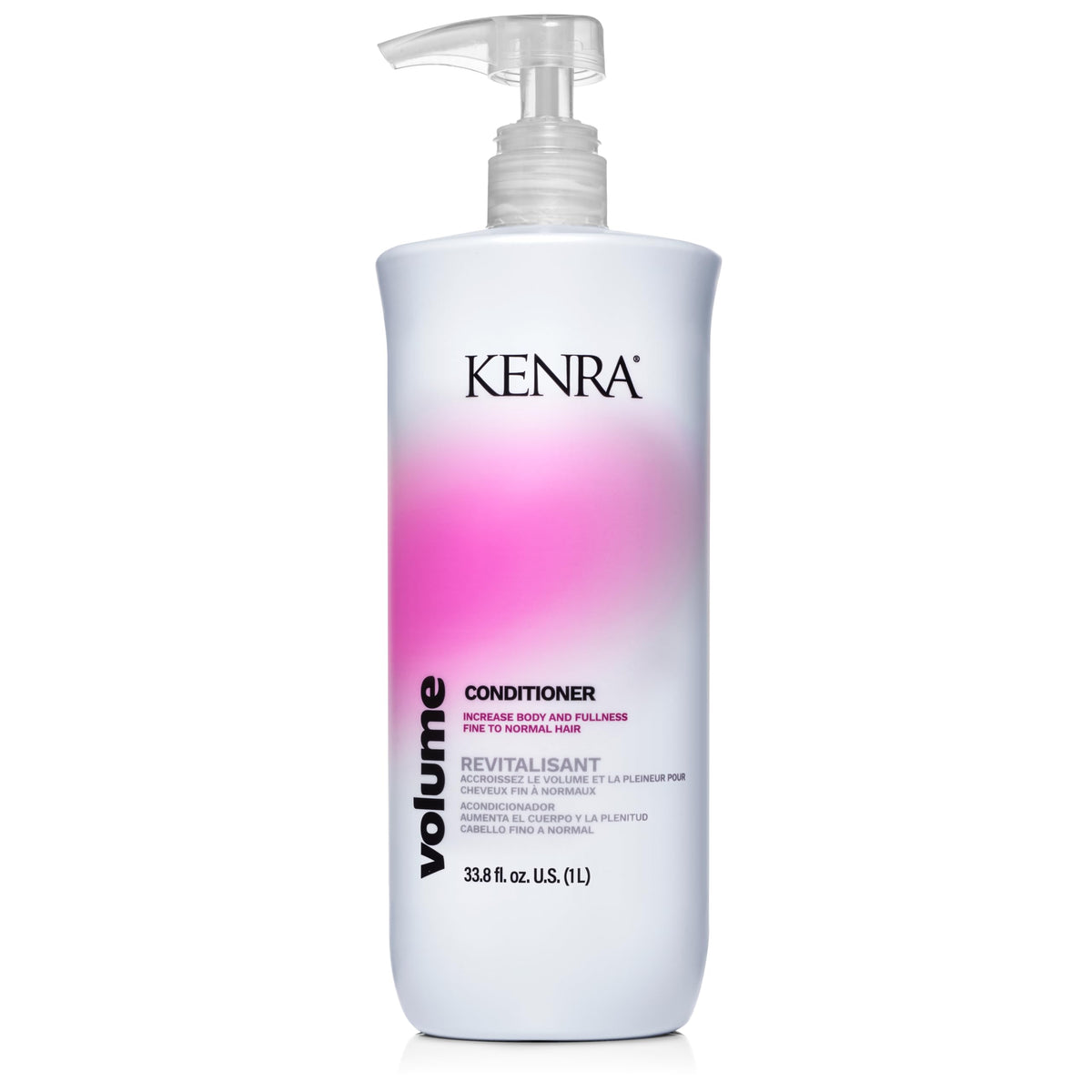 Kenra volume conditioner front packaging showing bottle and label benefits