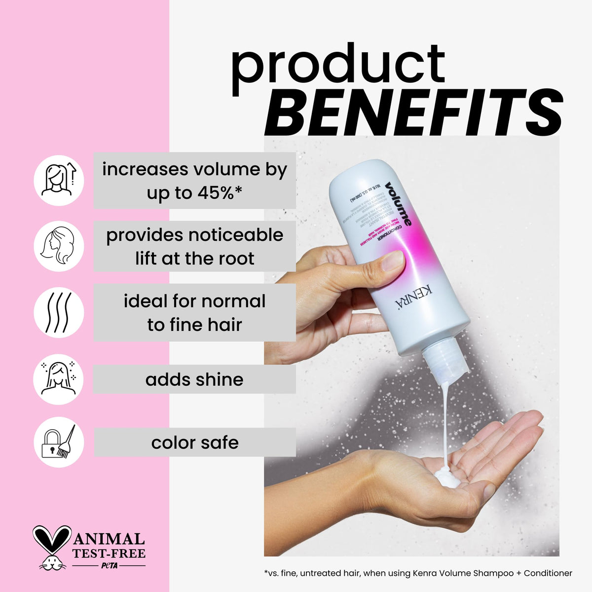 Kenra conditioner pump and label closeup highlighting product details
