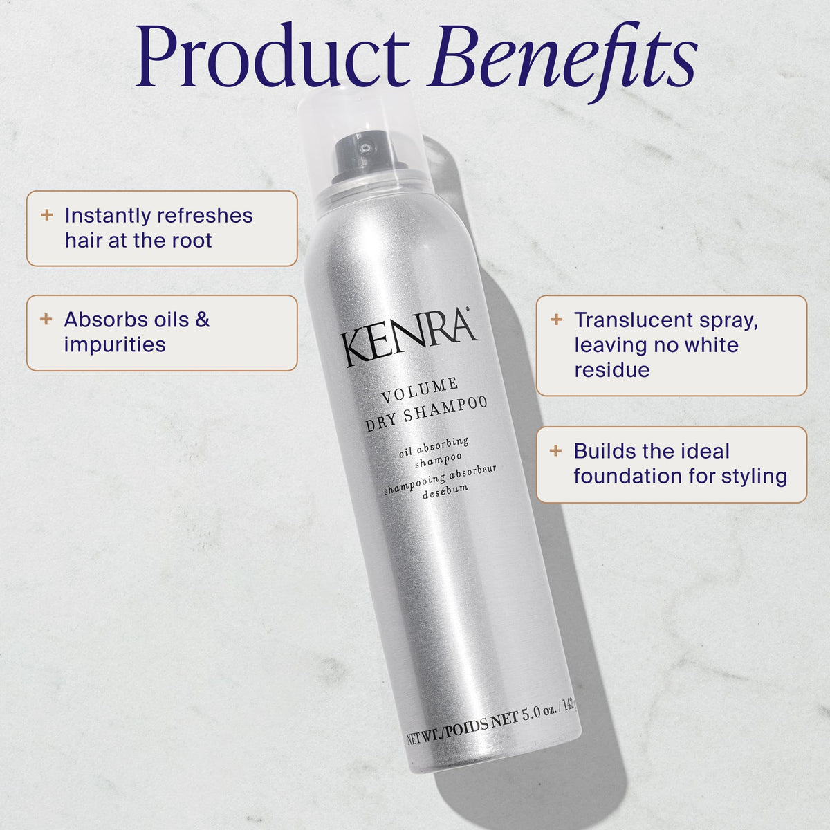 Kenra spray action releasing translucent mist to instantly absorb oil
