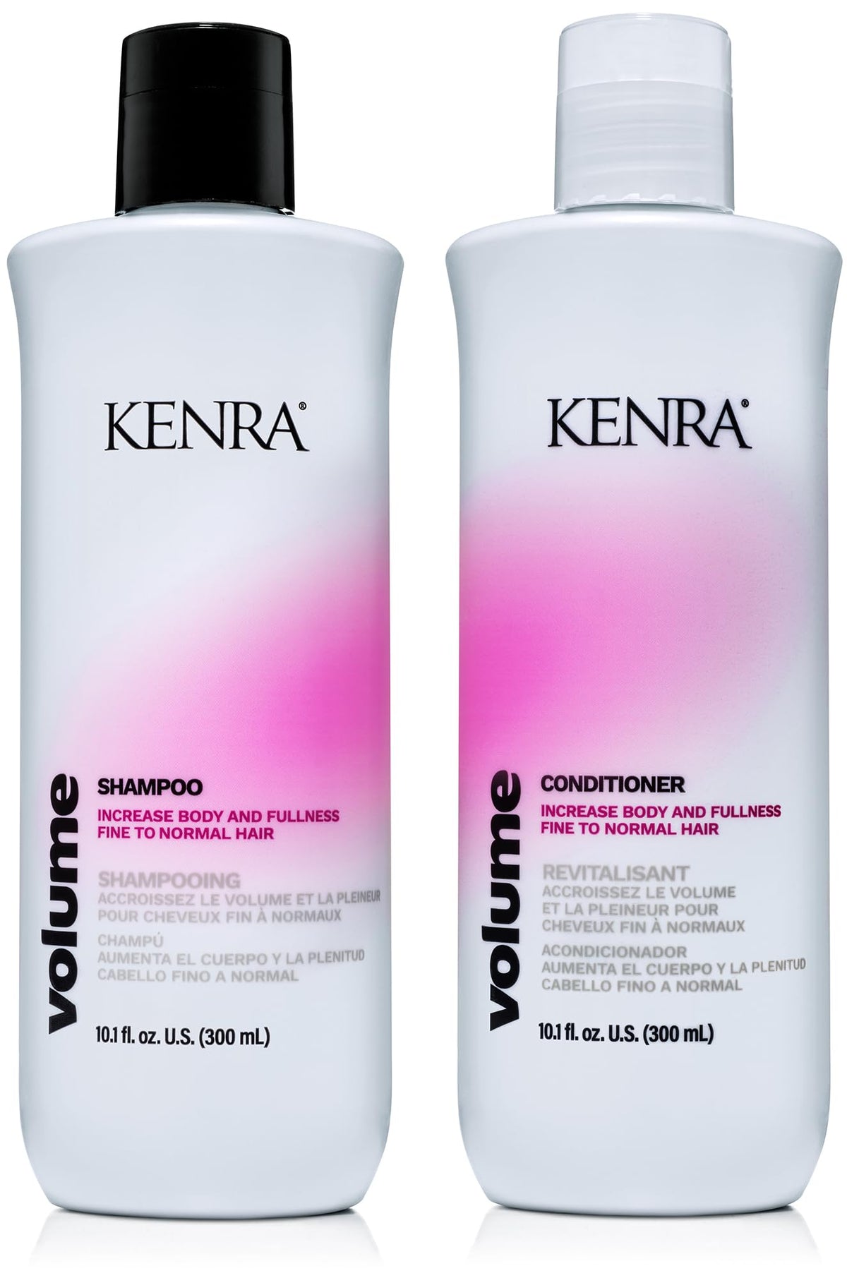 Kenra volume front packaging showing bottles and clean design for easy identification