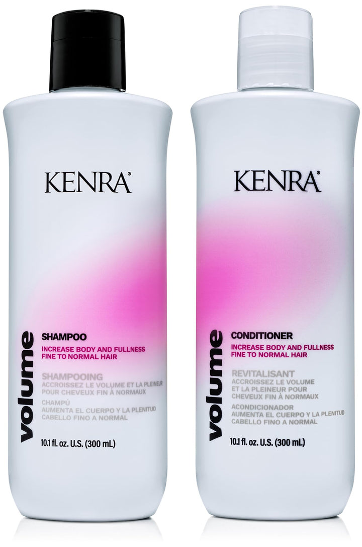 Kenra volume front packaging showing bottles and clean design for easy identification