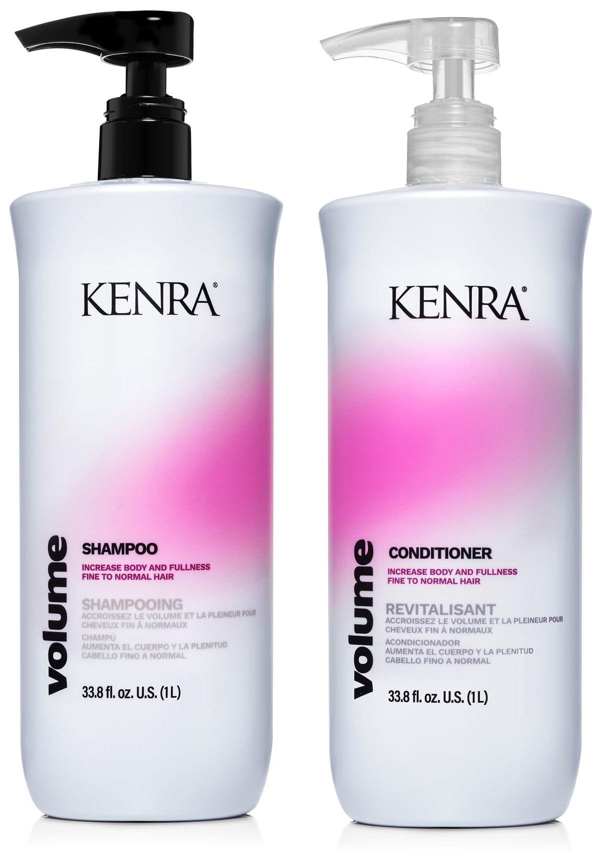 Kenra volume front packaging showing both bottles and benefits