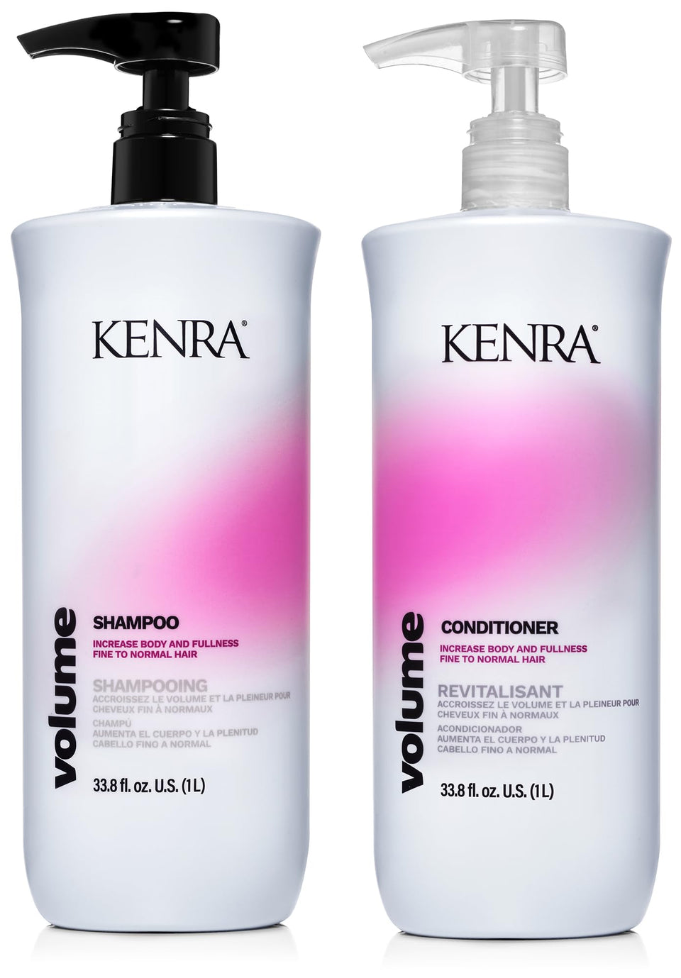 Kenra volume front packaging showing both bottles and benefits