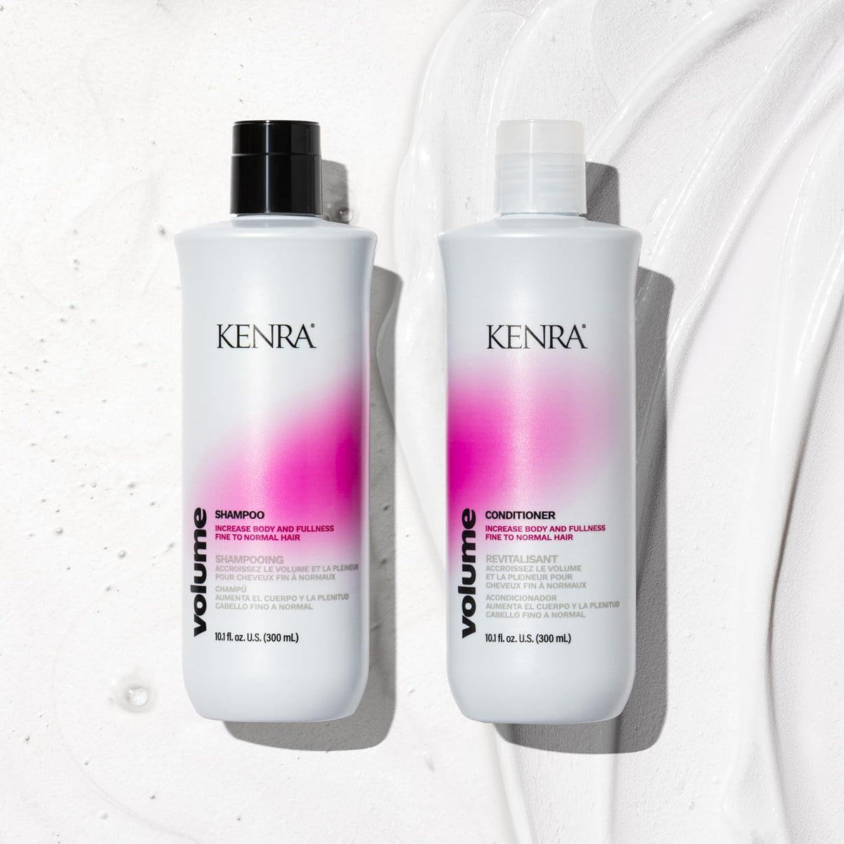 Kenra shampoo lather texture on hair demonstrating gentle cleansing and lift