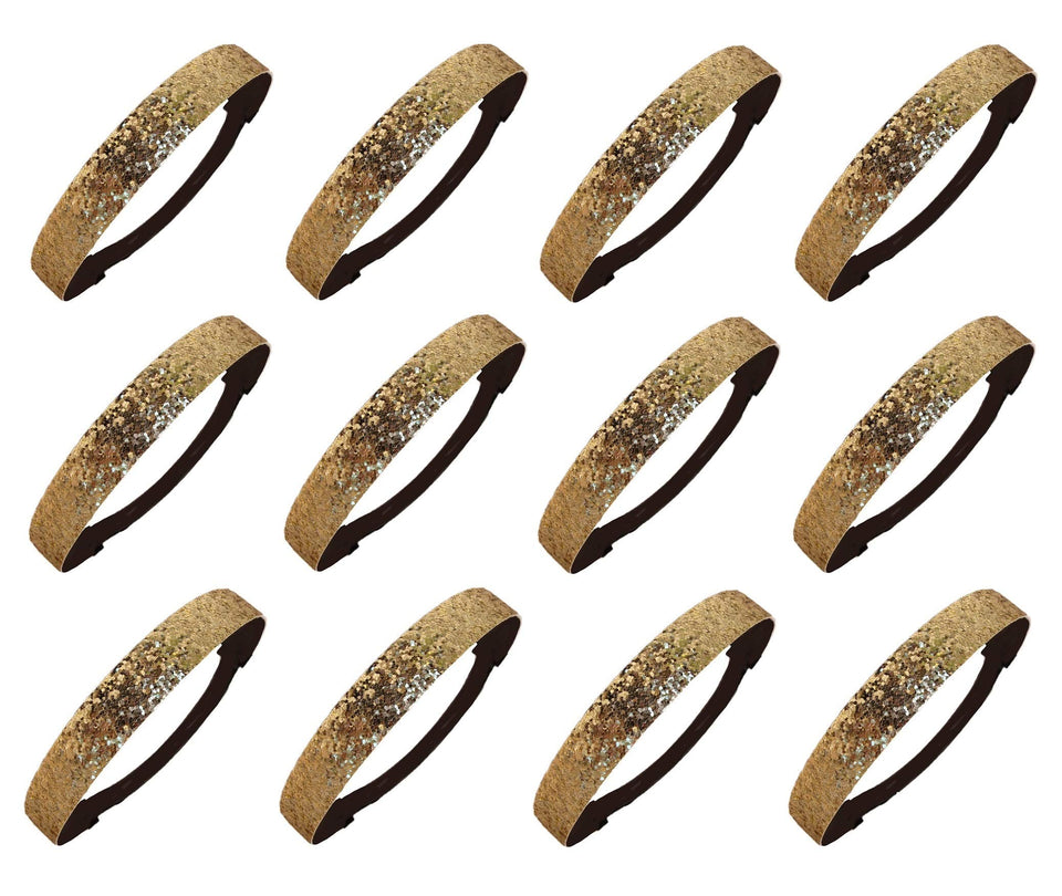 Kenz Laurenz gold headbands front pack showing neat organized 12-pack with sparkle