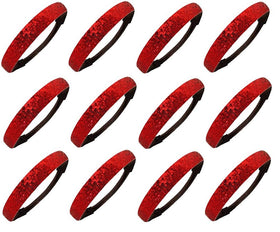 Kenz Laurenz front pack of 12 red glitter headbands showing value and team-ready look