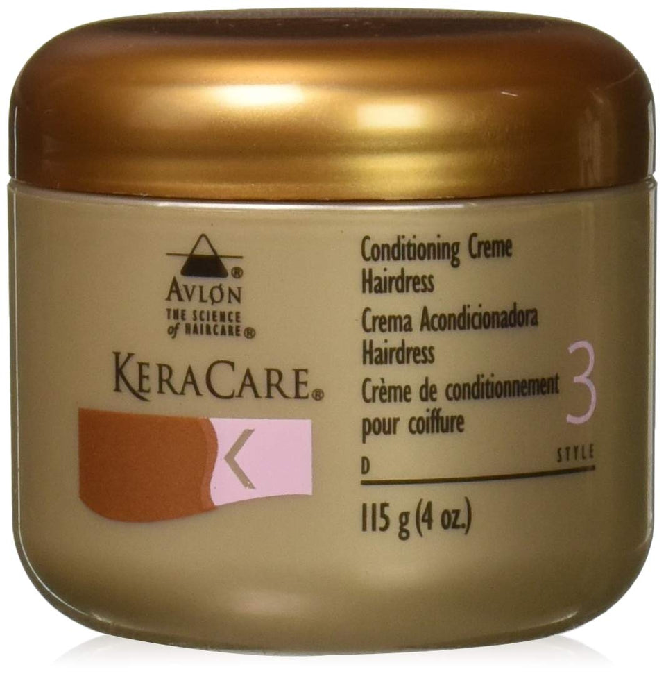 KeraCare jar front view showing label and compact 4 oz size for portability and salon use