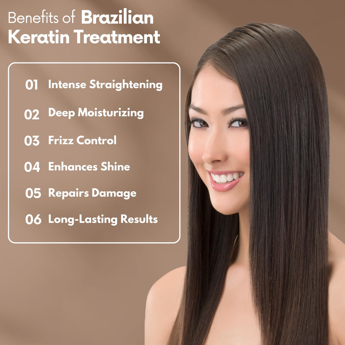 KERACHITA before and after treated hair showing reduced frizz and shine