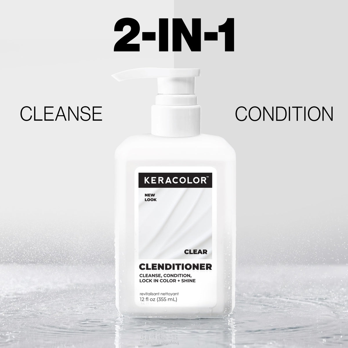 KERACOLOR clenditioner being applied in shower to gently cleanse color