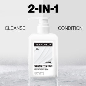 KERACOLOR clenditioner being applied in shower to gently cleanse color