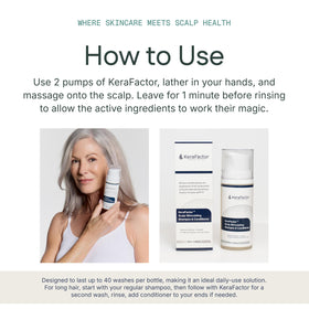 KeraFactor ingredient display with caffeine and curcumin showing targeted scalp support
